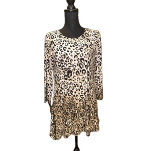 Ruby Rd. Taupe Animal Print Embellished Tunic Top Size Small